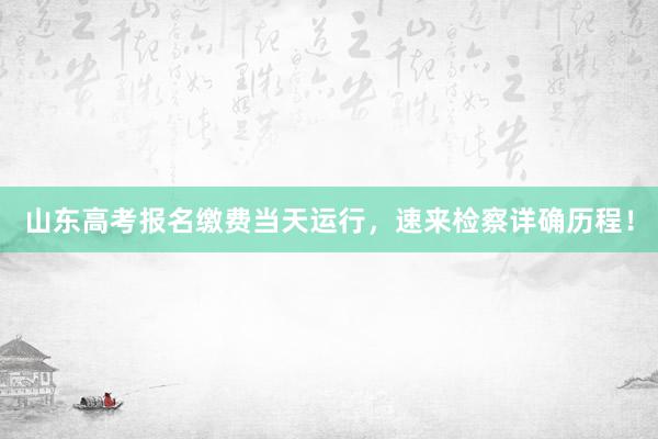 山东高考报名缴费当天运行，速来检察详确历程！