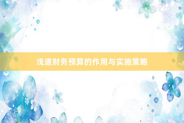 浅道财务预算的作用与实施策略